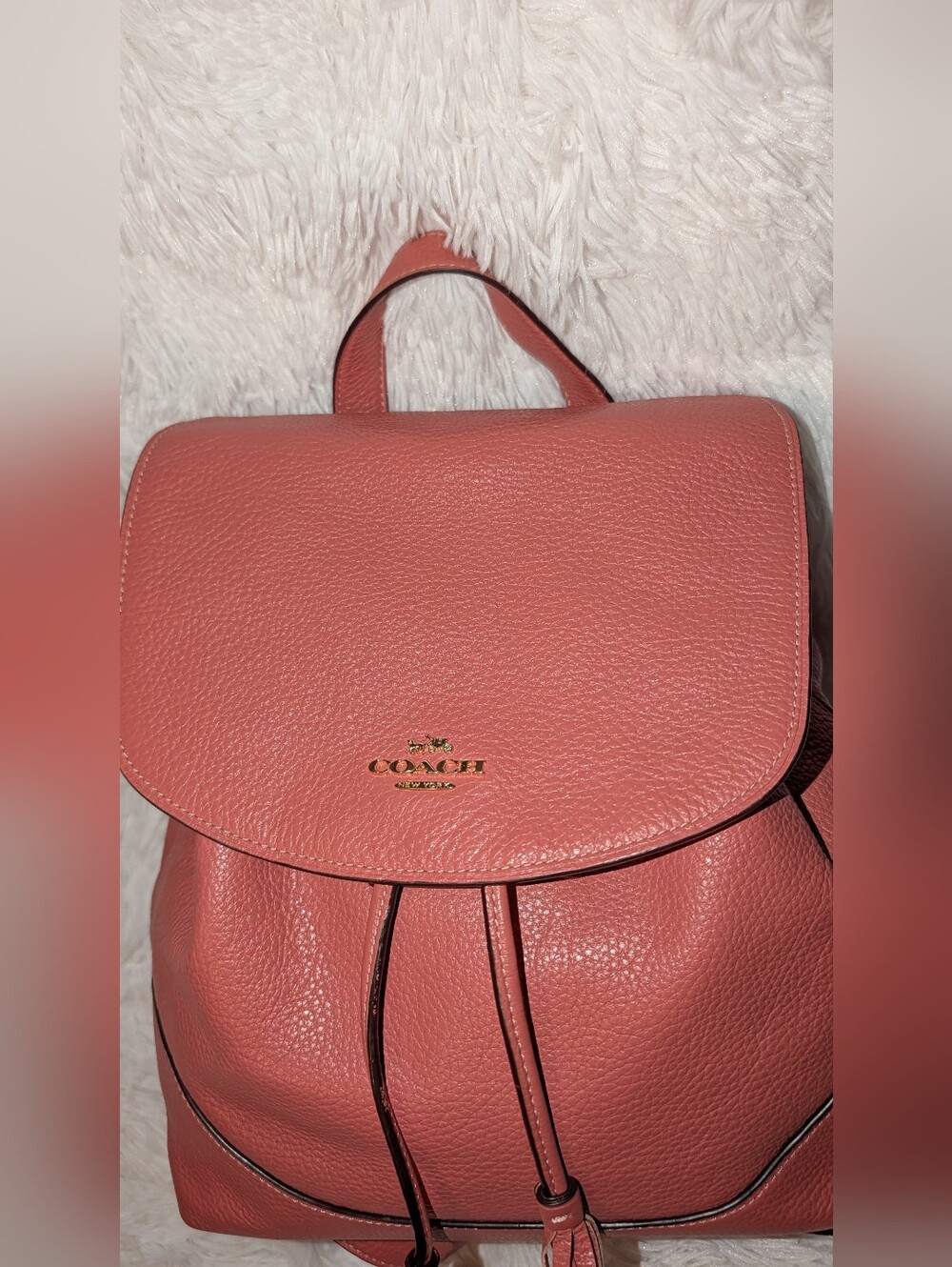 Coach Elle Pebbled Leather Backpack Rosewood Pink VGUC